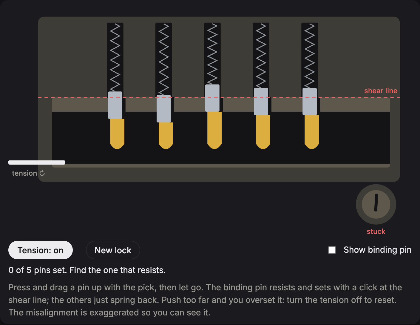 Lock picking simulation
